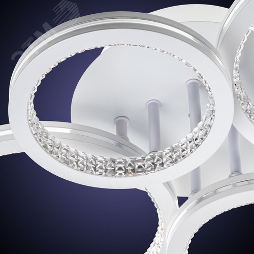 Люстра потолочная светодиодная диммируемая, LUCIDO, с ДУ, 3 режима, 565x385x130мм, 72Вт, 2700K/4200K/6400К, 24м, белый/серебро - фото 5