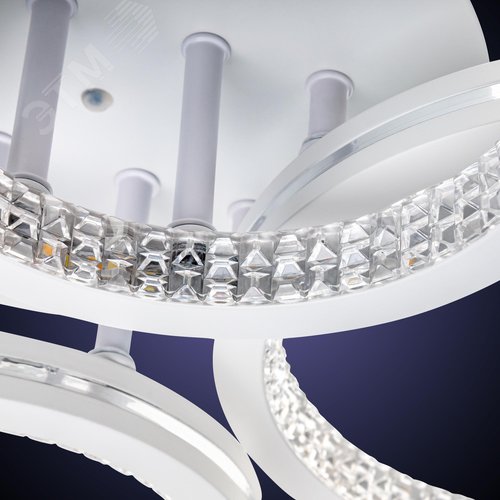 Люстра потолочная светодиодная диммируемая, LUCIDO, с ДУ, 3 режима, 565x385x130мм, 72Вт, 2700K/4200K/6400К, 24м, белый/серебро - фото 6