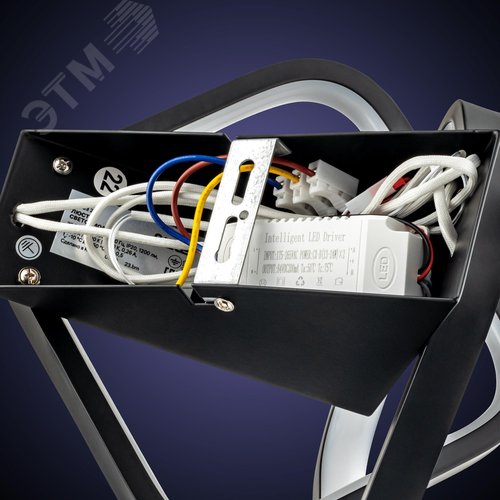 Люстра потолочная светодиодная, FALENA, 3 режима, 220x200x225мм, 30Вт, 2700K/4200K/6400K, 6м, черный - фото 6