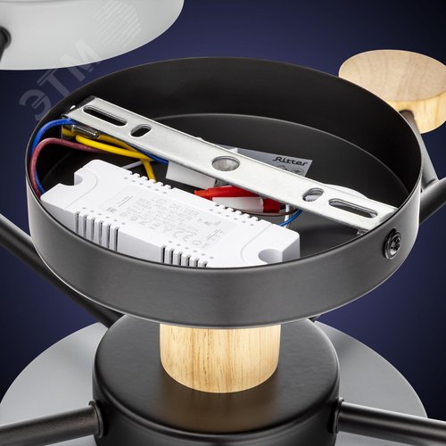 Люстра потолочная светодиодная диммируемая, SCANDIA, с ДУ, 3 режима, 970x970x60мм, 84Вт, 2700K/4200K/6400K, 29м, серый/черный/дерево - фото 9