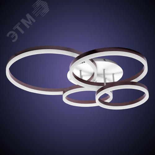 Люстра потолочная светодиодная диммируемая, ECLIPSE, с ДУ, 3 режима, 800х500х180мм, 124Вт, 2700К+6400К/4200К/6400К+2700К, 31м, белый/коричневый - фото 4