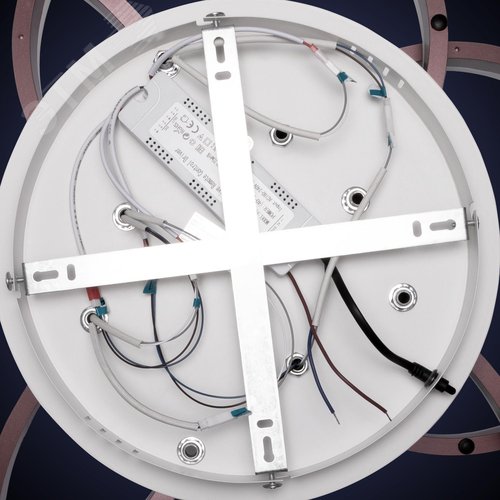 Люстра потолочная светодиодная диммируемая, ECLIPSE, с ДУ, 3 режима, 800х500х180мм, 124Вт, 2700К+6400К/4200К/6400К+2700К, 31м, белый/коричневый - фото 7