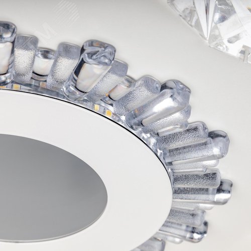 Люстра потолочная светодиодная диммируемая, CRYSTAL 3D, с ДУ, 3 режима, 480х480х60мм, 120Вт, 3000+6400K/4200K/6400+3000K, 40м, белый - фото 5