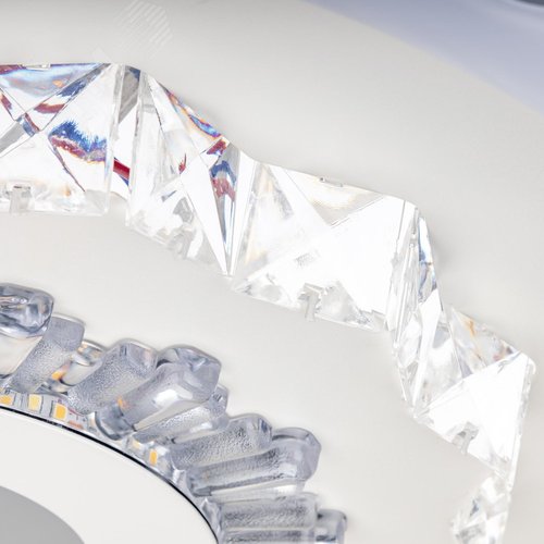 Люстра потолочная светодиодная диммируемая, CRYSTAL 3D, с ДУ, 3 режима, 480х480х60мм, 120Вт, 3000+6400K/4200K/6400+3000K, 40м, белый - фото 6