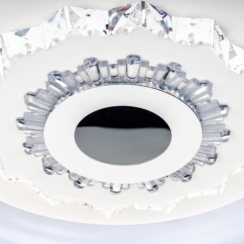 Люстра потолочная светодиодная диммируемая, CRYSTAL 3D, с ДУ, 3 режима, 480х480х60мм, 120Вт, 3000+6400K/4200K/6400+3000K, 40м, белый - фото 7