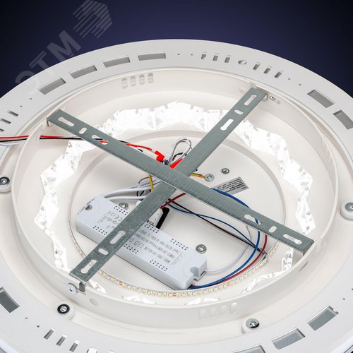 Люстра потолочная светодиодная диммируемая, CRYSTAL 3D, с ДУ, 3 режима, 480х480х60мм, 120Вт, 3000+6400K/4200K/6400+3000K, 40м, белый - фото 8