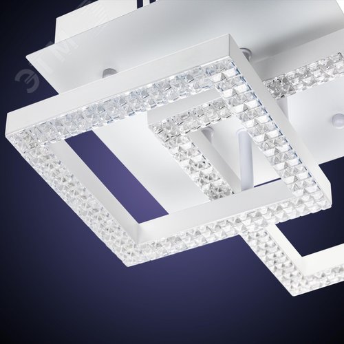 Люстра потолочная светодиодная диммируемая, SERENITA, с ДУ, 3 режима, 310x310x130мм, 60Вт, 2700К/4200К/6400К, 18м, белый - фото 5