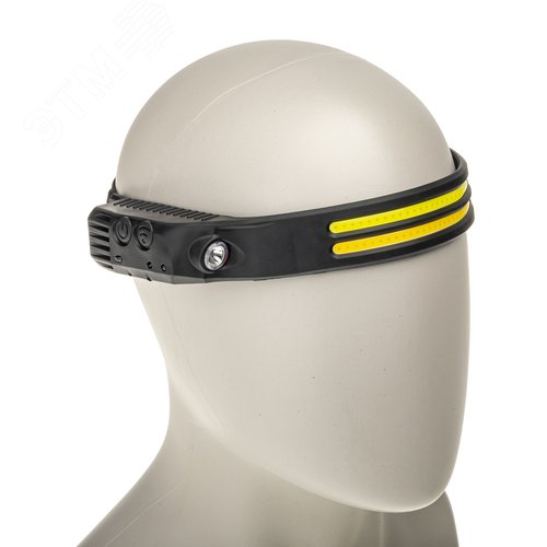 Фонарь налобный, аккумуляторный, LED COB, гибкая панель, боковой фонарь, регулируемый ремень, датчик движения, 5 режимов работы, 7Вт+3Вт, 1200 мАч, 600Лм, IP44 - фото 3