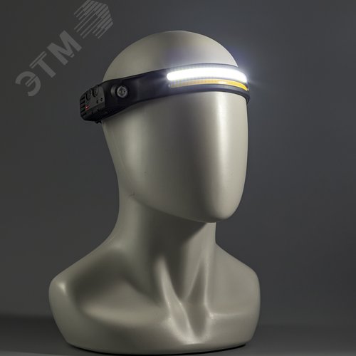 Фонарь налобный, аккумуляторный, LED COB, гибкая панель, боковой фонарь, регулируемый ремень, датчик движения, 5 режимов работы, 7Вт+3Вт, 1200 мАч, 600Лм, IP44 - фото 10