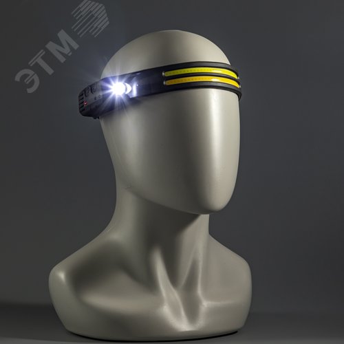 Фонарь налобный, аккумуляторный, LED COB, гибкая панель, боковой фонарь, регулируемый ремень, датчик движения, 5 режимов работы, 7Вт+3Вт, 1200 мАч, 600Лм, IP44 - фото 12