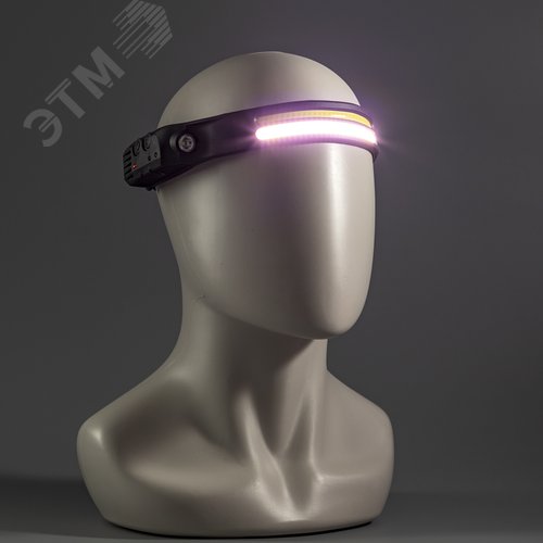 Фонарь налобный, аккумуляторный, LED COB, гибкая панель, боковой фонарь, регулируемый ремень, датчик движения, 5 режимов работы, 7Вт+3Вт, 1200 мАч, 600Лм, IP44 - фото 14