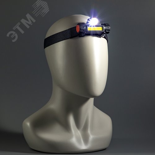 Фонарь налобный, аккумуляторный, LED COB, регулируемый ремень, магнит, 2 режима работы, 5Вт+3Вт, 1200 мАч, 210Лм, IP44 - фото 6