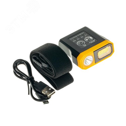 Фонарь налобный, аккумуляторный, LED, регулируемый ремень, крепление на кепку, датчик движения, 5 режимов работы, 5Вт+5Вт, 1200 мАч, 300Лм, IP44 - фото 12