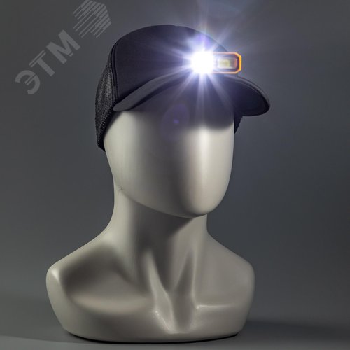 Фонарь налобный, аккумуляторный, LED, регулируемый ремень, крепление на кепку, датчик движения, 5 режимов работы, 5Вт+5Вт, 1200 мАч, 300Лм, IP44 - фото 15