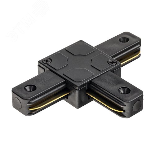 Коннектор трековый, для соединения шинопровода, Т-образный, жесткий, ARTLINE, пластик/медь, черный - фото 1