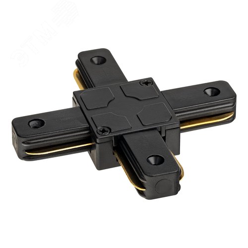 Коннектор трековый, для соединения шинопровода, Х-образный, жесткий, ARTLINE, пластик/медь, черный - фото 1