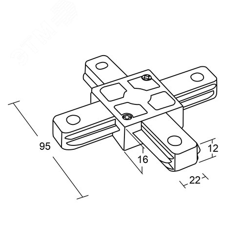 Коннектор трековый, для соединения шинопровода, Х-образный, жесткий, ARTLINE, пластик/медь, черный - фото 8