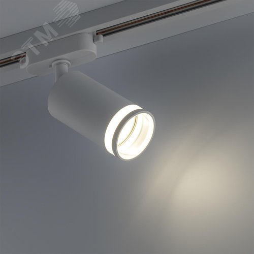 Светильник трековый, накладной, ARTLINE, поворотный, цилиндр, 55х55х100mm, GU10, 230В, алюминий/пластик, 4м, белый - фото 3