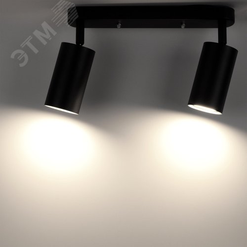 Светильник накладной, ARTON, поворотный, цилиндр, 260x55x160мм, 2хGU10, алюминий, черный - фото 3