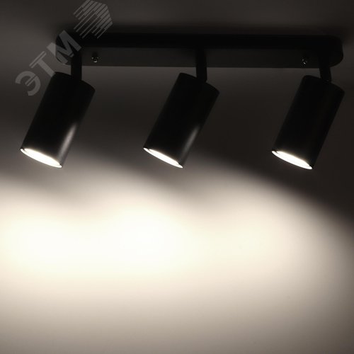 Светильник накладной, ARTON, поворотный, цилиндр, 350x55x160мм, 3хGU10, алюминий, черный - фото 3