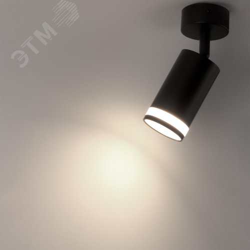 Светильник накладной, ARTON, поворотный, цилиндр, 55х55х100мм, GU10, алюминий/стекло, черный - фото 3