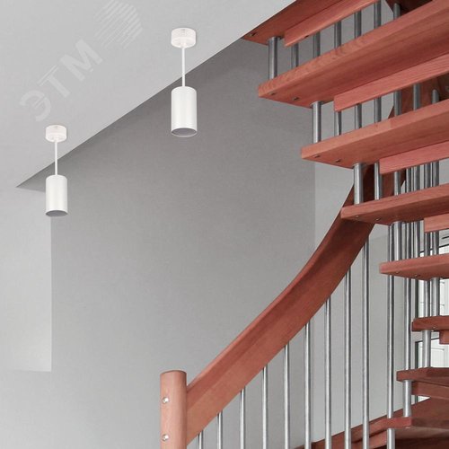 Светильник подвесной, ARTON, цилиндр, провод 1м, 55х55х100мм, GU10, алюминий, белый - фото 5