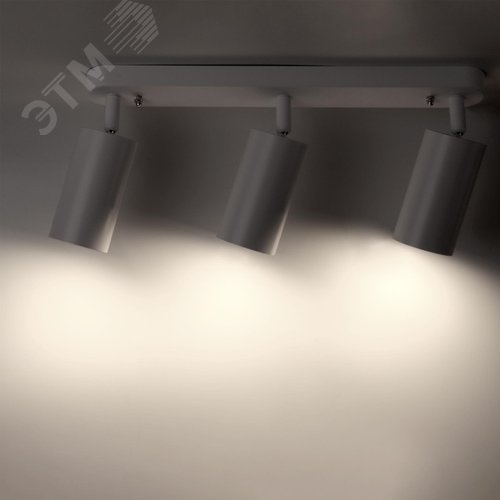 Светильник накладной, ARTON, поворотный, цилиндр, 350x55x160мм, 3хGU10, алюминий, белый - фото 3