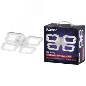 Люстра потолочная светодиодная, CARINO, 380x380x67мм, 62Вт, 2700К/4200К/6500К, 32м?, белый - фото 2