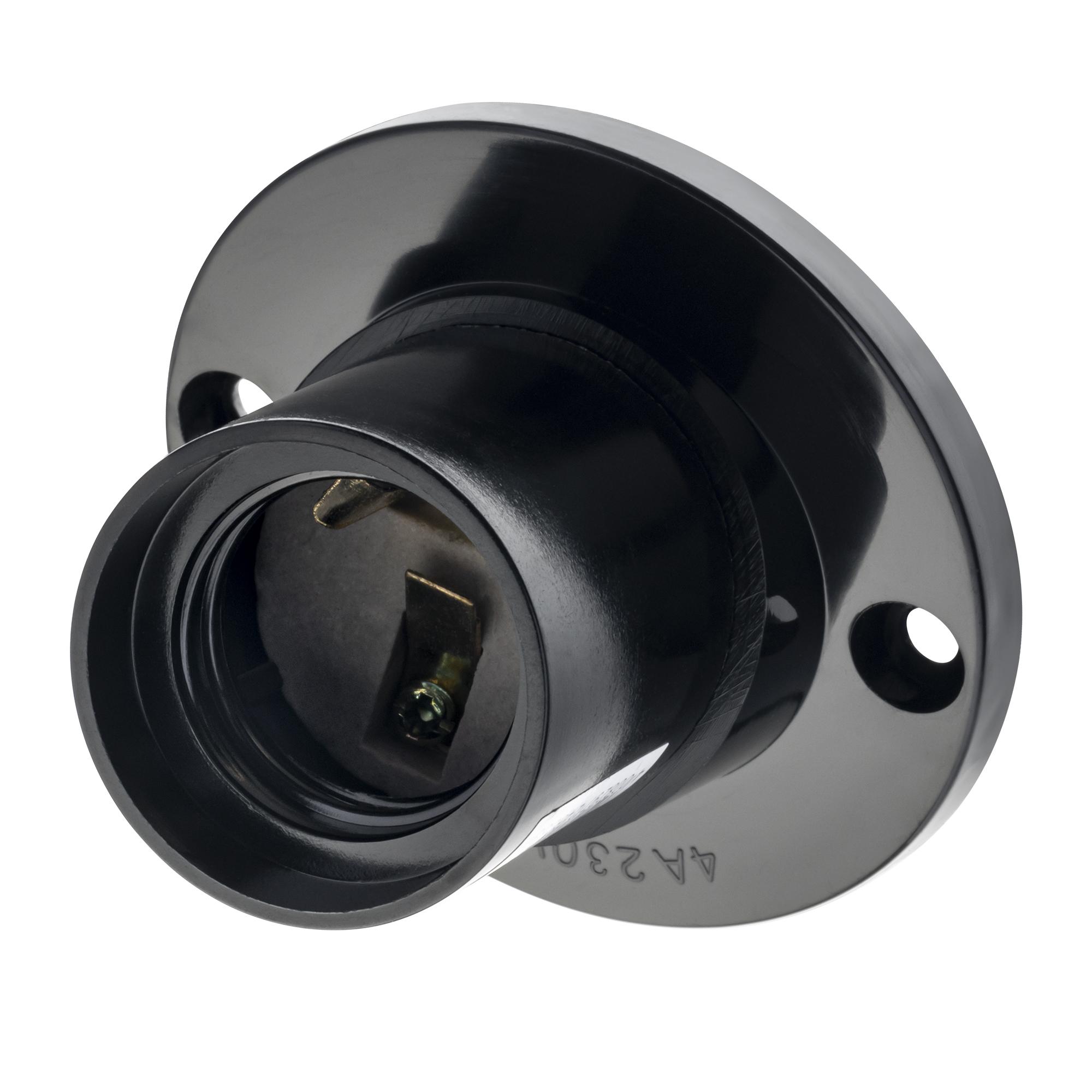 Патрон Е27, ПВХ, настенный, наклонный, черный