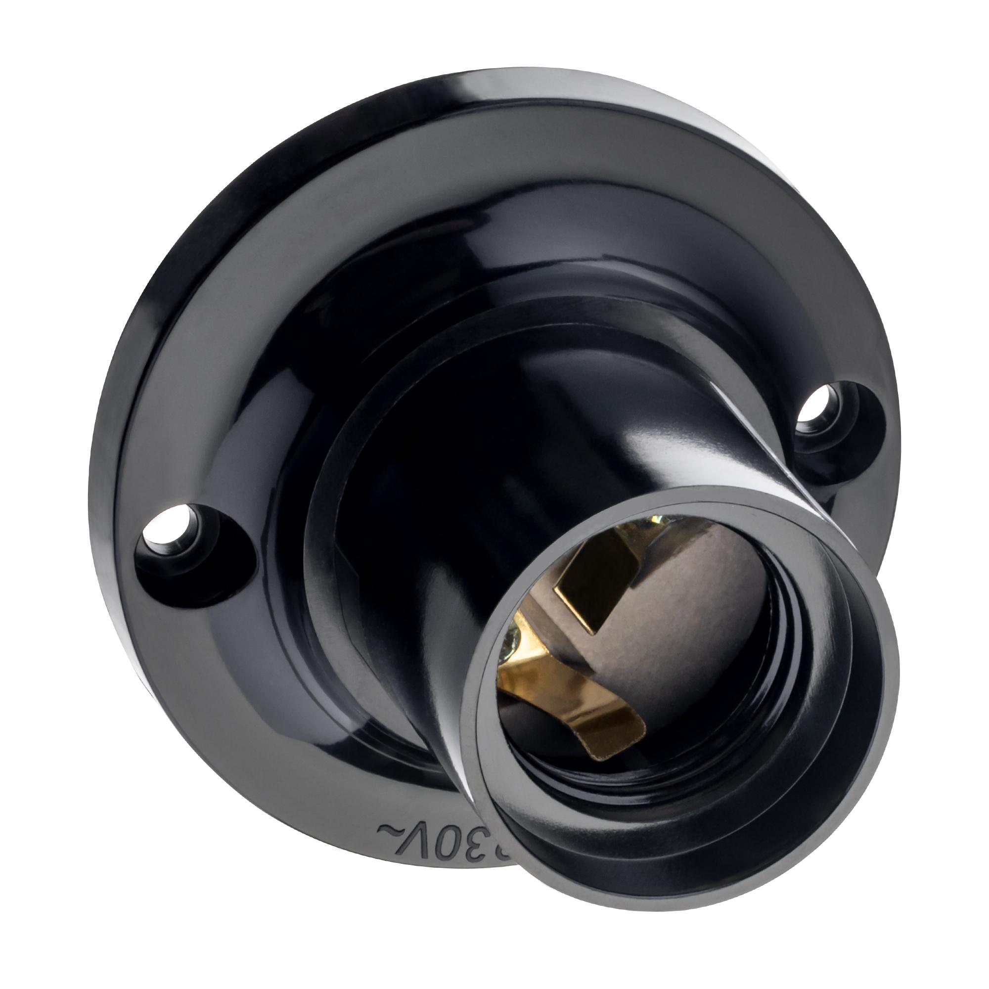 Патрон Е27, карболитовый, потолочный, прямой, гладкий