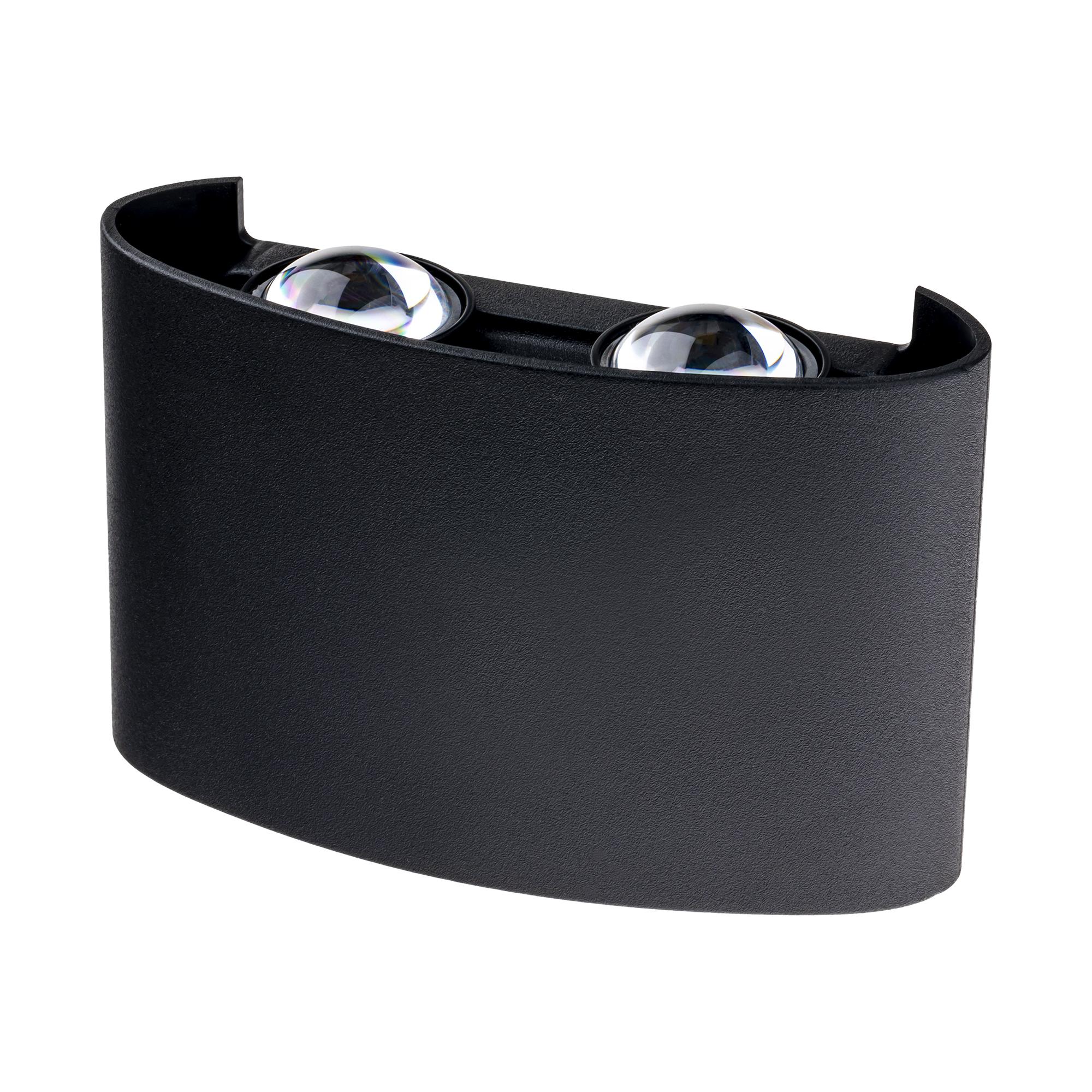 Светильник настенный, накладной, NUOVO LED, 120x40x78мм, 4Вт, термостойкий пластик, 3000К, IP54, черный, 4 луча