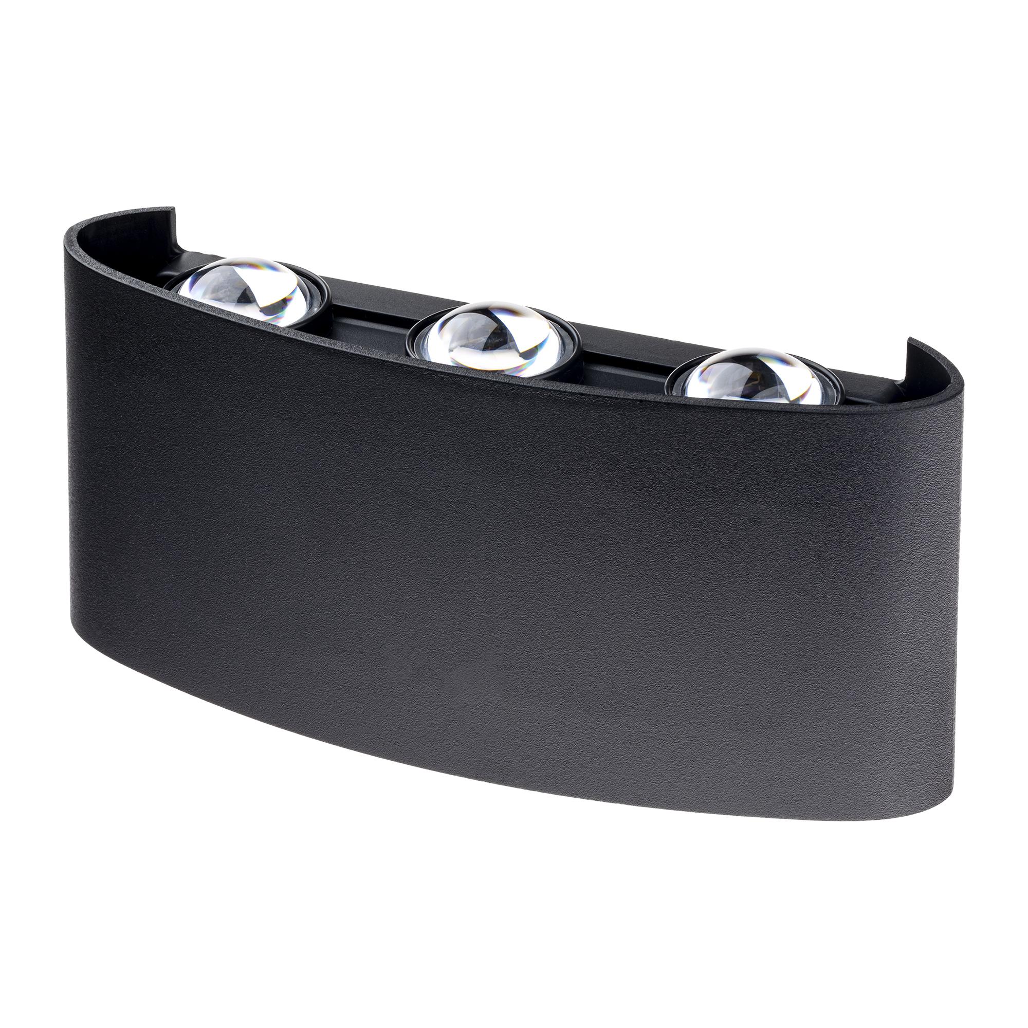 Светильник настенный, накладной, NUOVO LED, 170x42x78мм, 6Вт, термостойкий пластик, 4200К, IP54, черный, 6 лучей