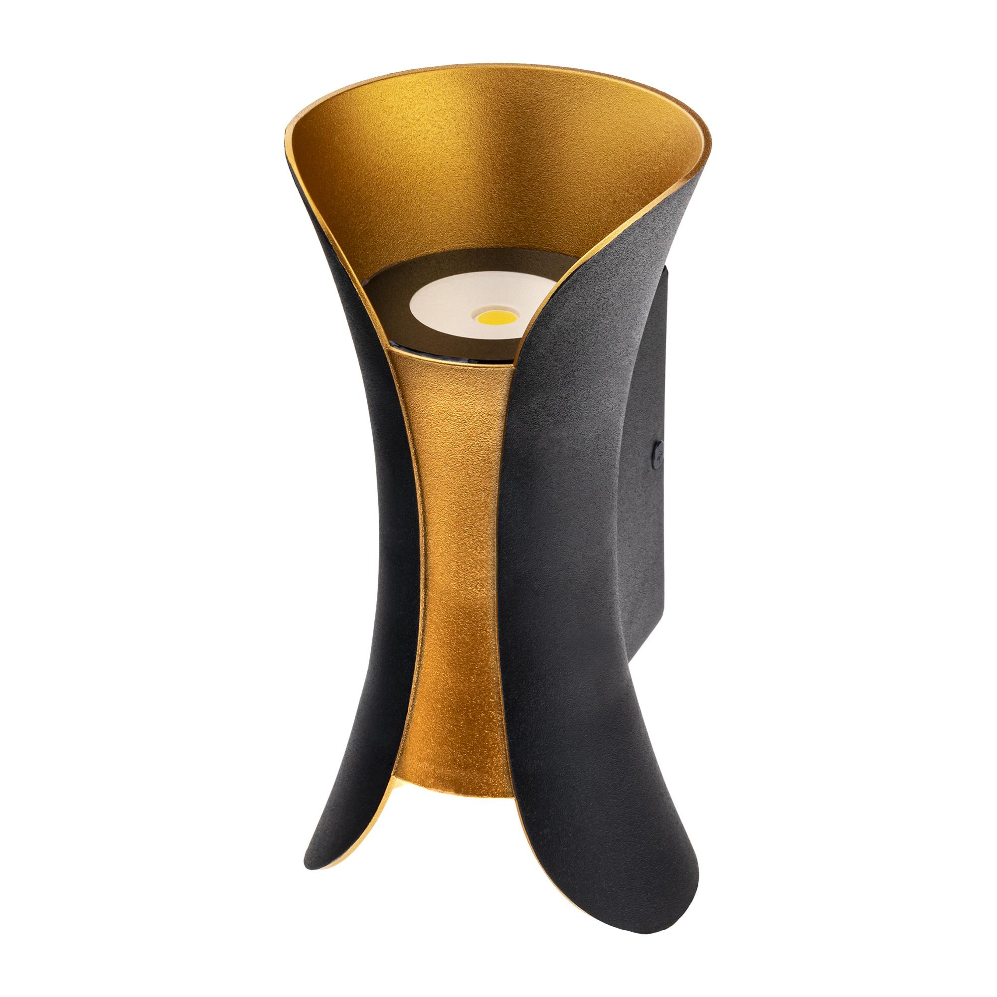 Светильник настенный, накладной, NUOVO LED, 100x83x200мм, 6Вт, термостойкий пластик, 3000К, IP54, черный, 2 луча