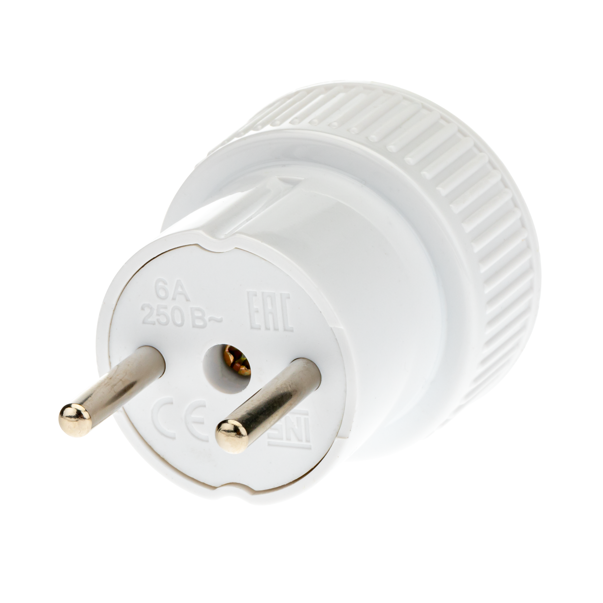 Адаптер на 1 гнездо, на евровилку, без заземления, 6 A, 230 В, 1300 Вт, IP20, белый