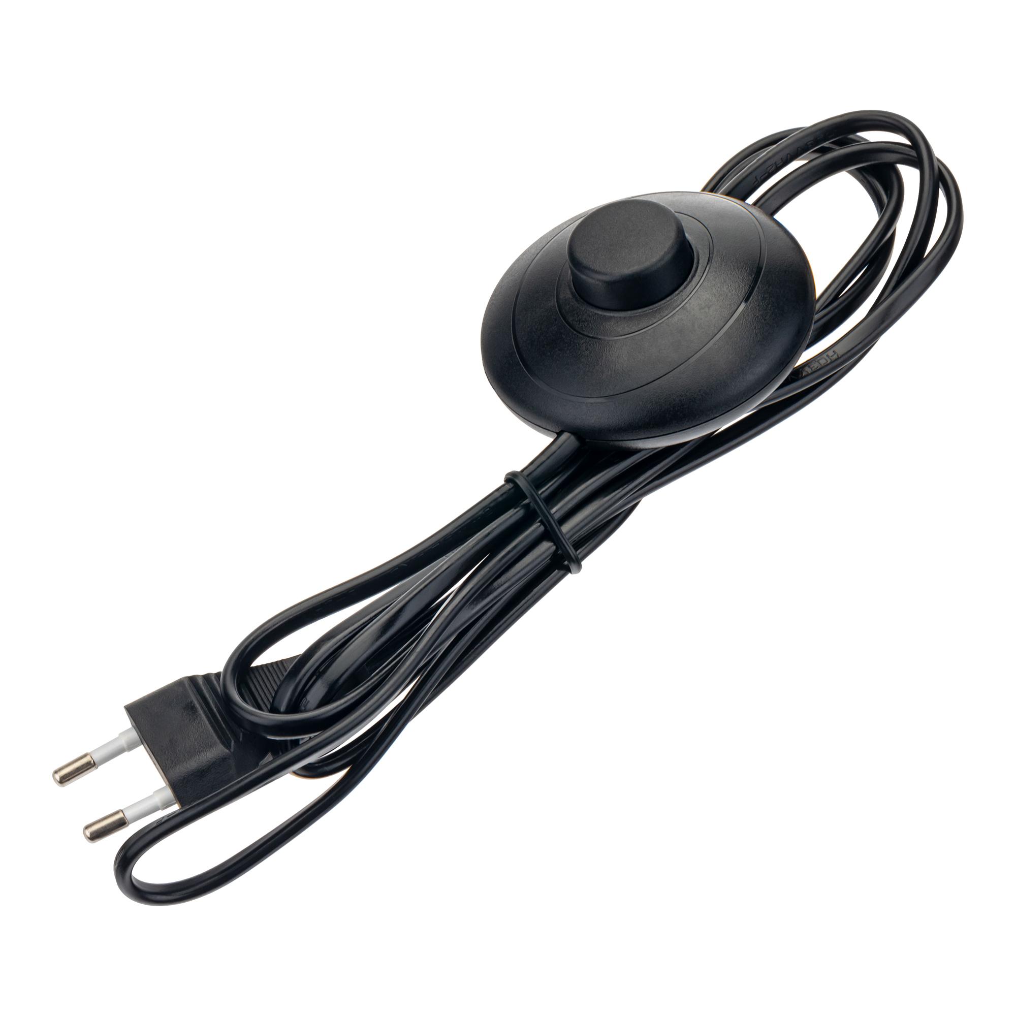 Провод с евроштекером, с ножным выключателем, 2м, 2.5А, черный