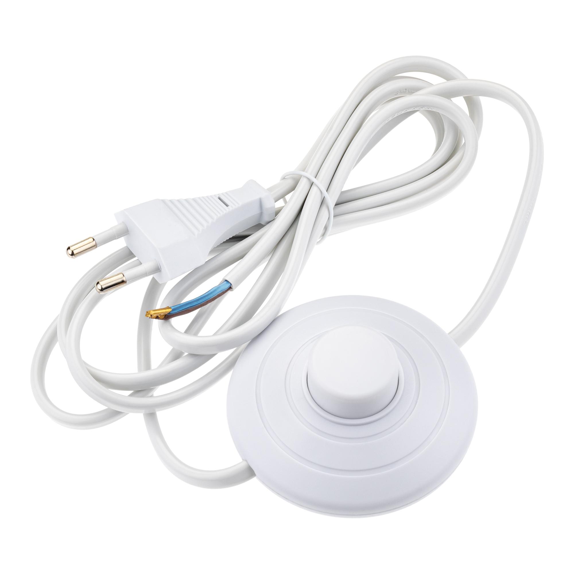 Провод с евроштекером, с ножным выключателем, 2м, 2.5А, белый