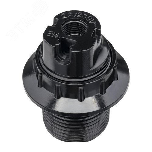 Патрон Е14, карболитовый с кольцом, черный - фото 4