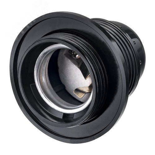 Патрон Е27, ПВХ с кольцом, черный - фото 1