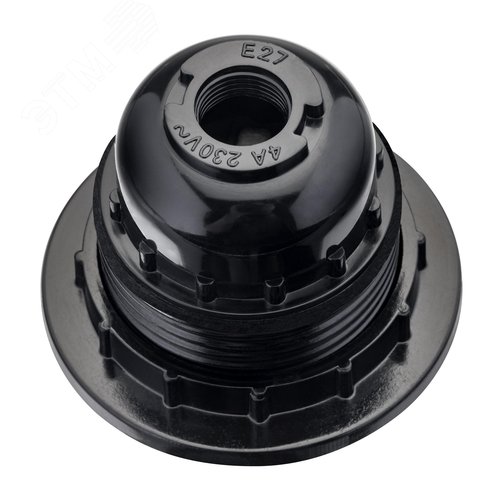 Патрон Е27, ПВХ с кольцом, черный - фото 4