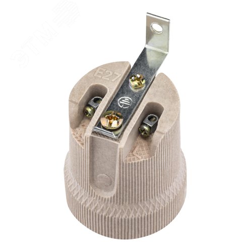 Патрон E27, керамический, с держателем, слоновая кость - фото 4