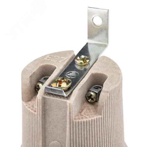 Патрон E27, керамический, с держателем, слоновая кость - фото 6