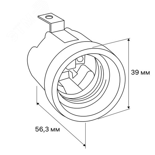 Патрон E27, керамический, с держателем, слоновая кость - фото 9