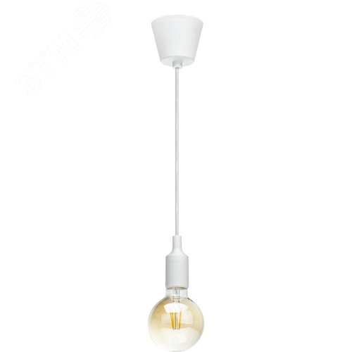 Патрон Е27 пластиковый с подвесом 1м, белый, , REV - фото 3