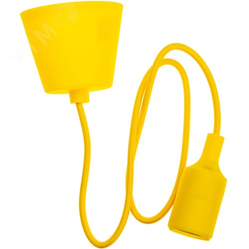 Патрон Е27 пластиковый с подвесом 1м, желтый, , REV - фото 2