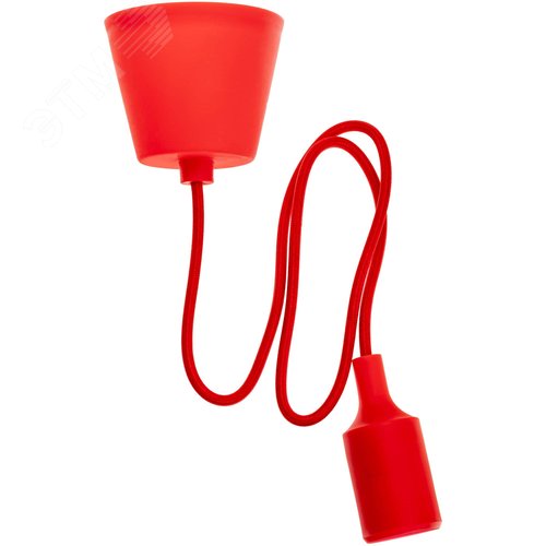 Патрон Е27 пластиковый с подвесом 1м, красный, , REV - фото 2