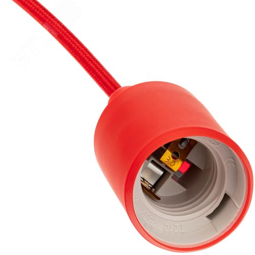 Патрон Е27 пластиковый с подвесом 1м, красный, , REV - фото 6