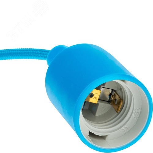 Патрон Е27 пластиковый с подвесом 1м, синий, , REV - фото 6