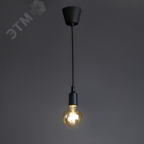 Патрон Е27 пластиковый с подвесом 1м, черный, , REV - фото 6