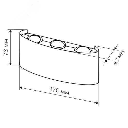 Светильник настенный, накладной, NUOVO LED, 170x42x78мм, 6Вт, термостойкий пластик, 3000К, IP54, черный, 6 лучей - фото 13