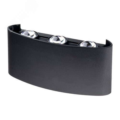 Светильник настенный, накладной, NUOVO LED, 170x42x78мм, 6Вт, термостойкий пластик, 4200К, IP54, черный, 6 лучей - фото 1